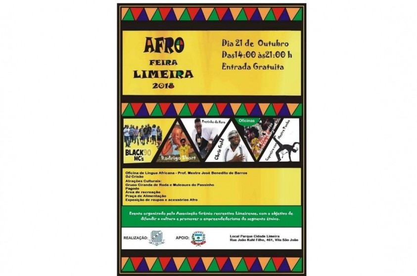 Afro Feira Limeira é neste domingo, no Parque Cidade