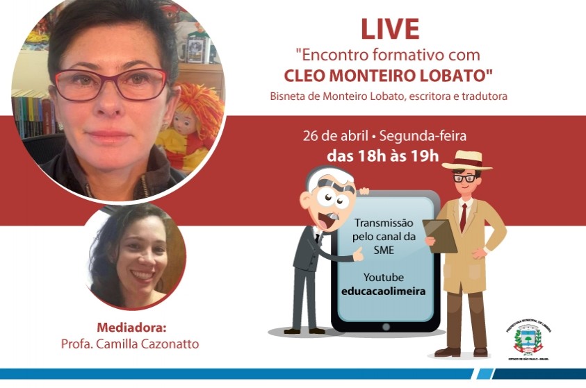 Bisneta de Monteiro Lobato participa de live com educadores da rede