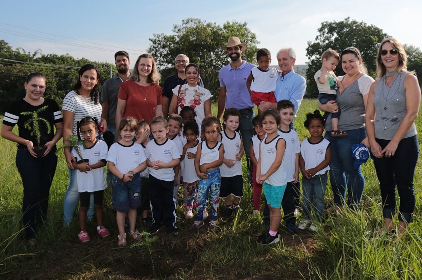 Alunos realizam plantio de araucárias no Jd. Santo André