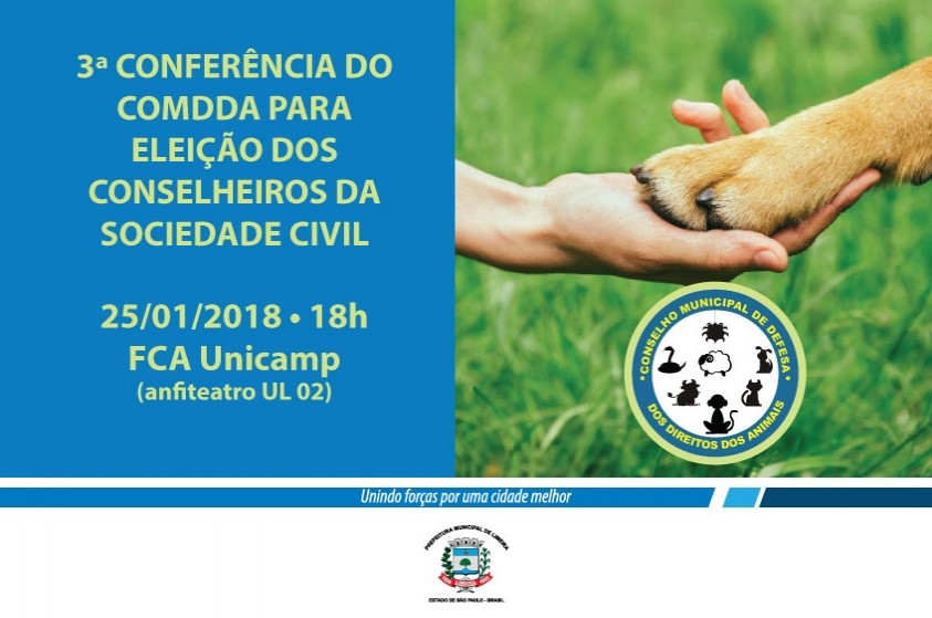 Conferência dos Direitos dos Animais será em janeiro
