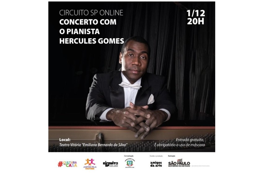 Ingressos para apresentação do pianista Hercules Gomes podem ser retirados a partir de amanhã