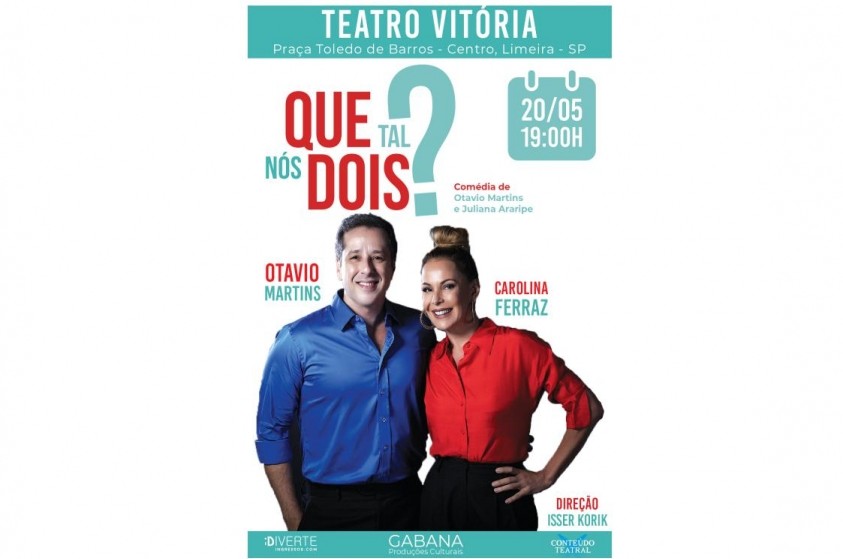 Teatro Vitória recebe Carolina Ferraz e Otávio Martins neste domingo
