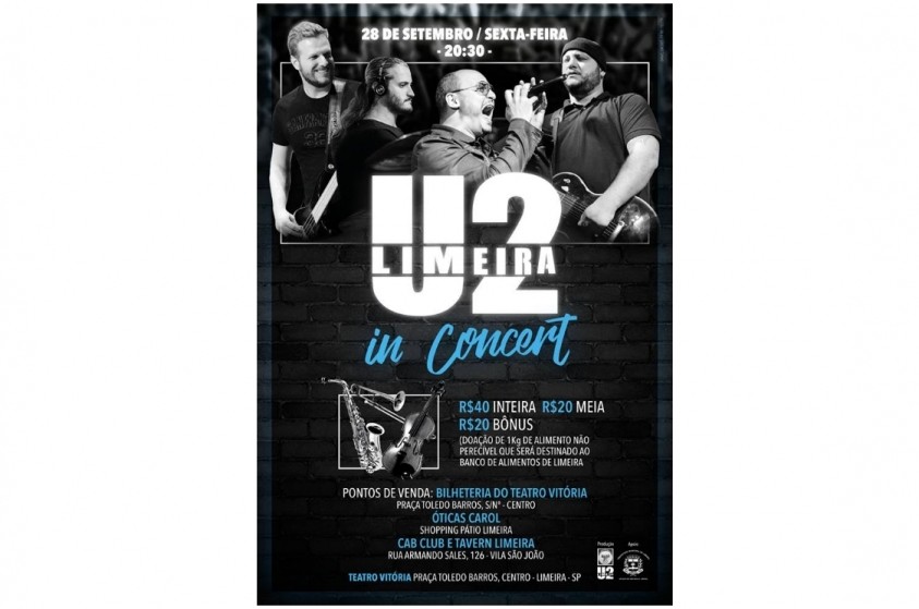 U2 Limeira in Concert é amanhã, no Teatro Vitória