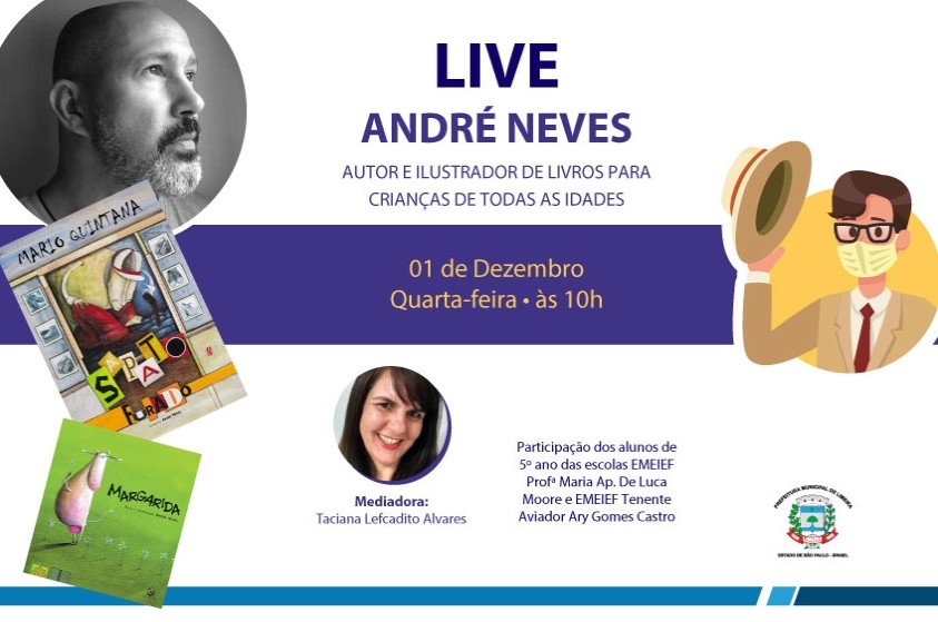 Live com autor e ilustrador André Neves ocorre na próxima quarta-feira (1º)